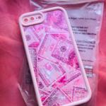 Pink Glitter Dollar Transparent Mobile Phone Case